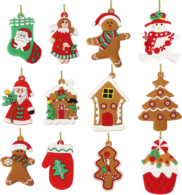 WWW 12 Pieces Christmas Gingerbread Ornaments Set